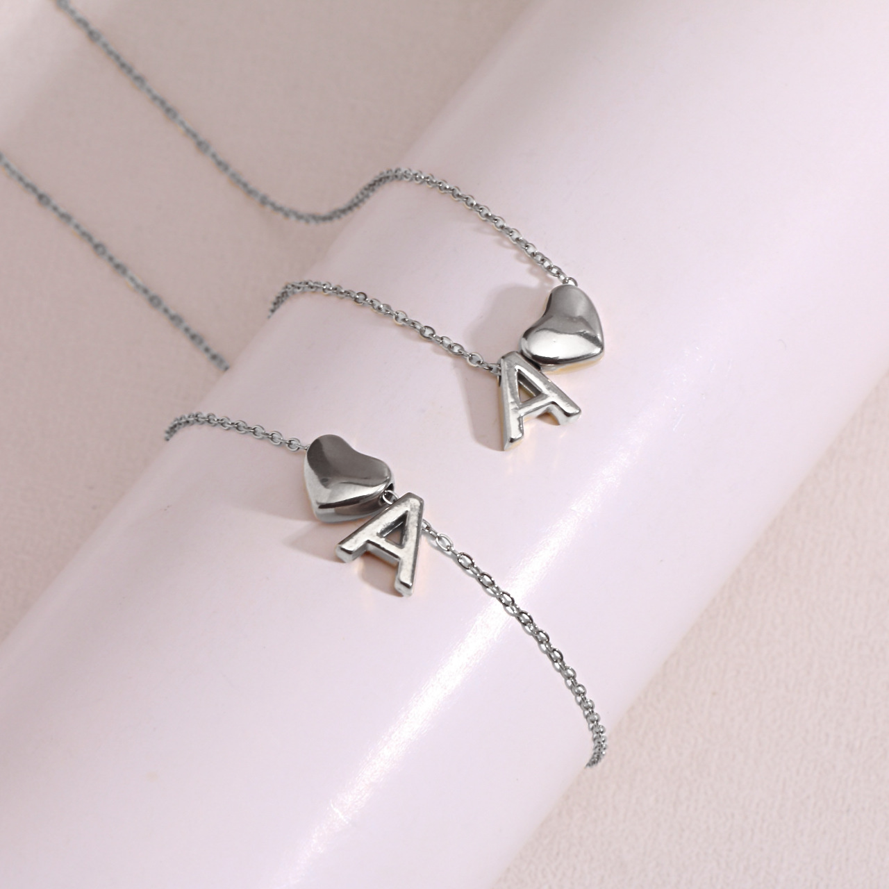 Heart Shaped Pendant Collarbone Chain 26 Letter Titanium Steel Bracelet Anklet photo 7