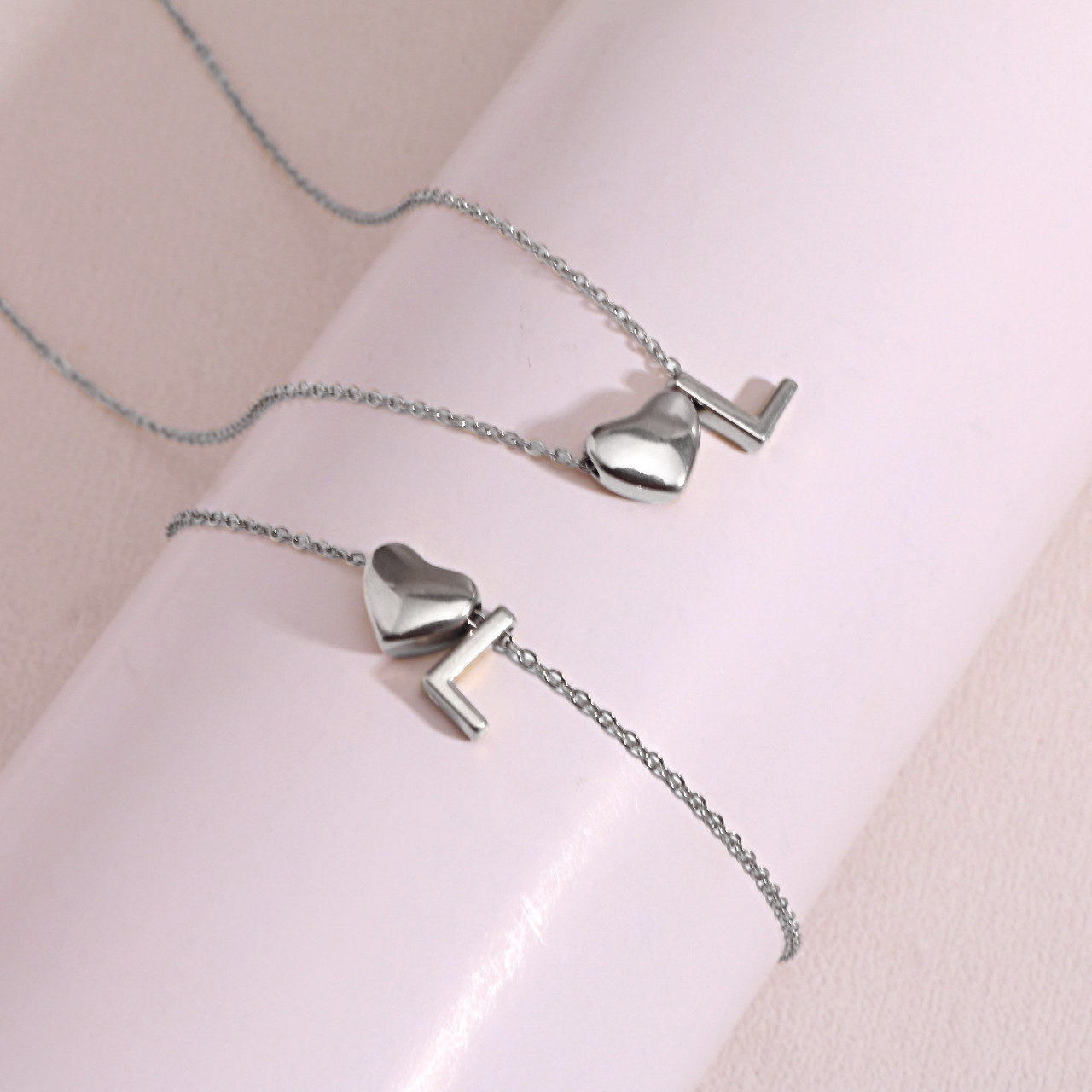 Heart Shaped Pendant Collarbone Chain 26 Letter Titanium Steel Bracelet Anklet photo 3