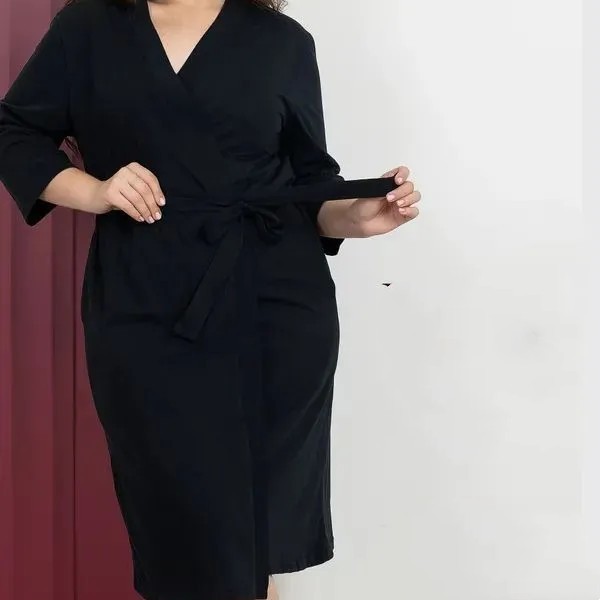 Black Plus-size Camisole Nightgown With Chest Pads photo 5