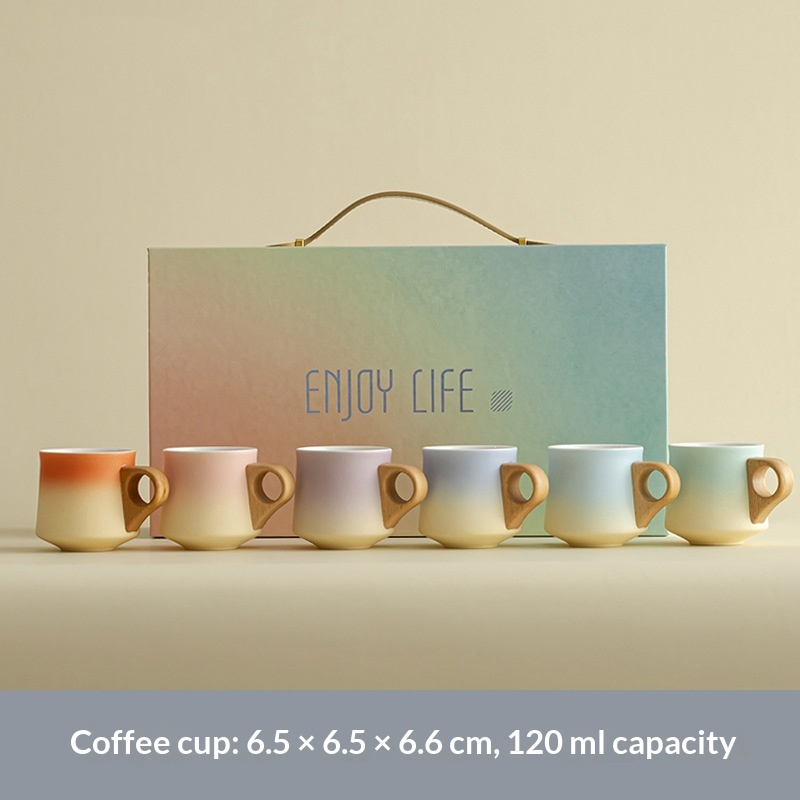 Wood-handled Ceramic Coffee Mugs For Couples Exquisitely Crafted And Stylish photo 4