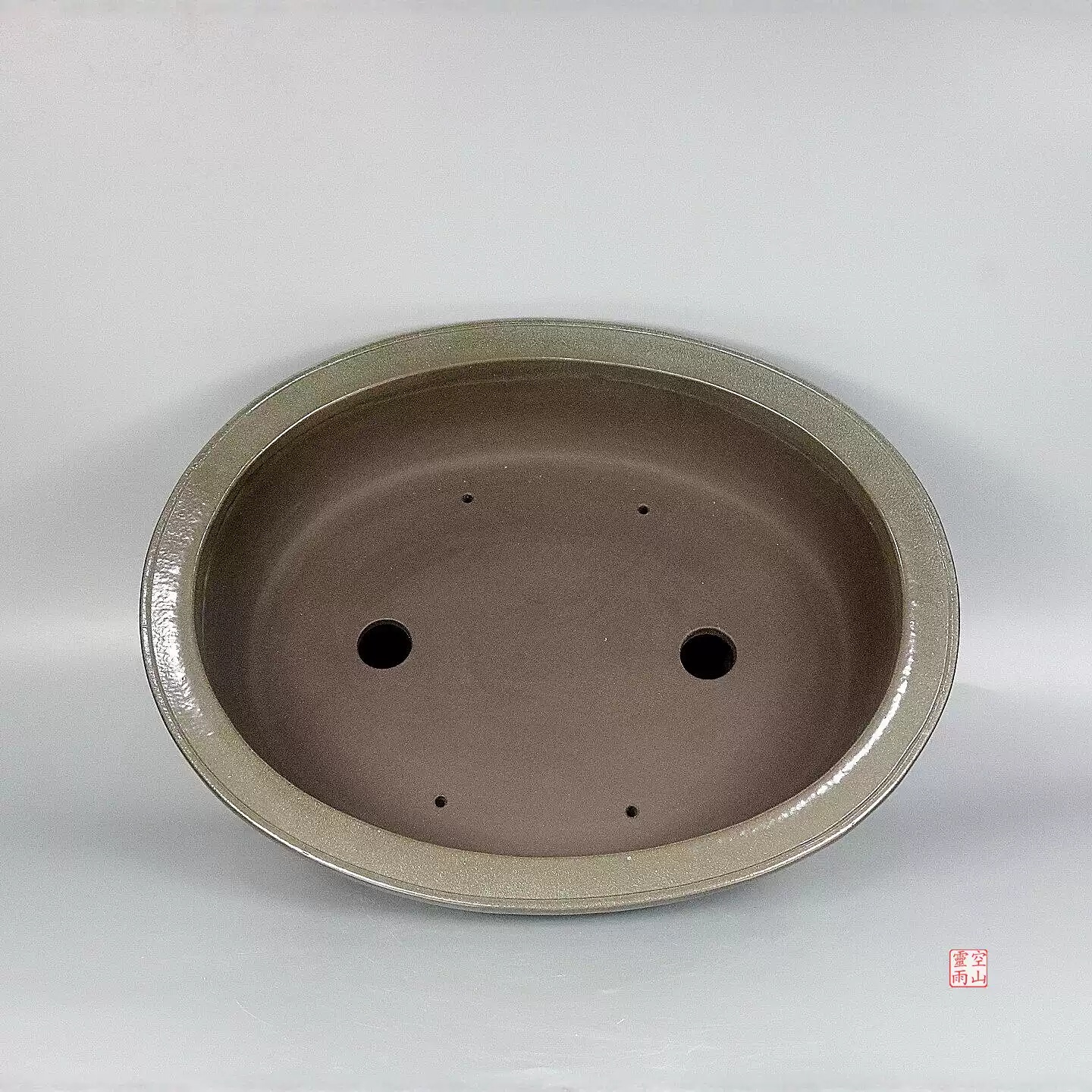 Handmade Antique-style Light Green Glazed Yixing Flower Pot photo 4