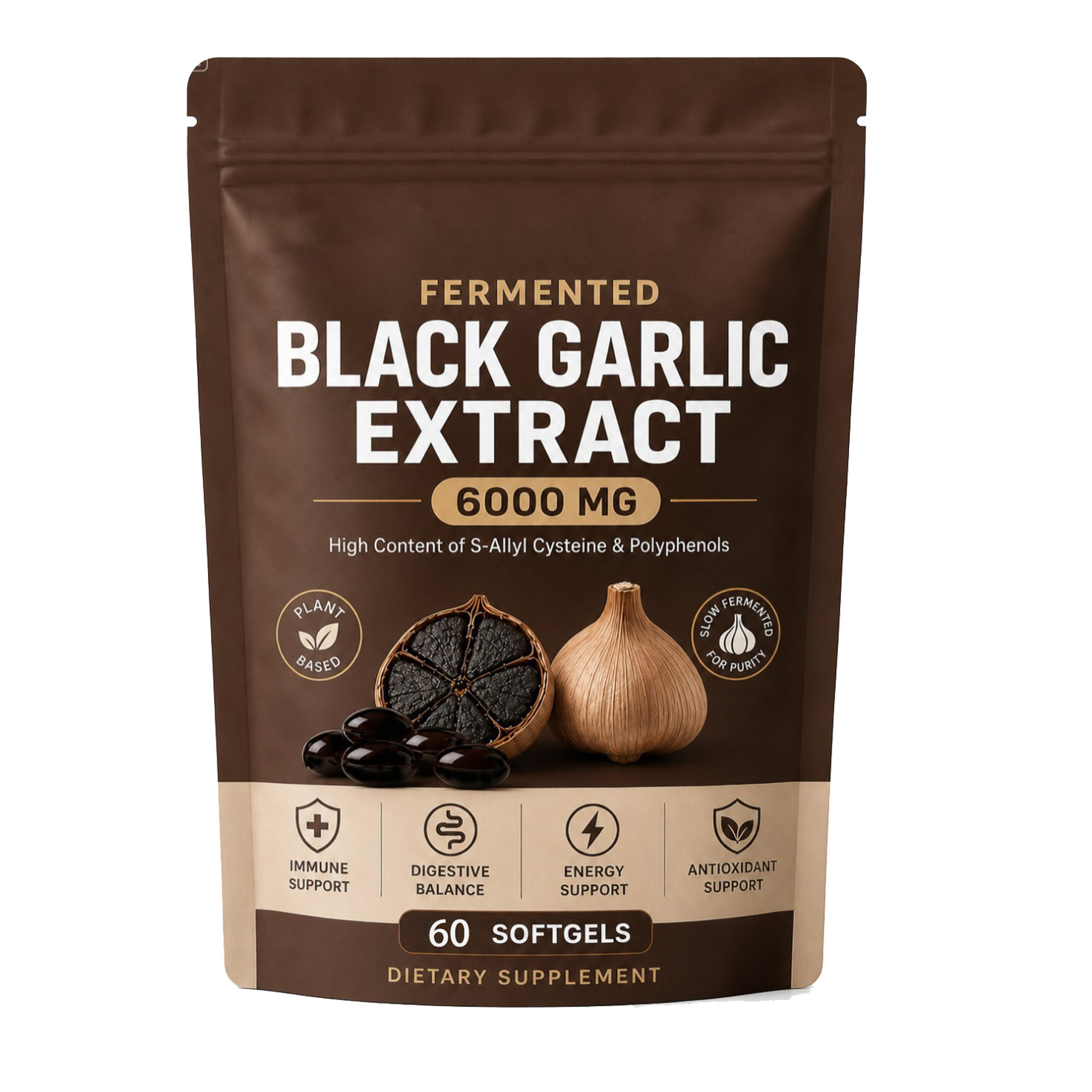 Black Garlic Extract CoQ10 60 Softgel Capsules photo 2