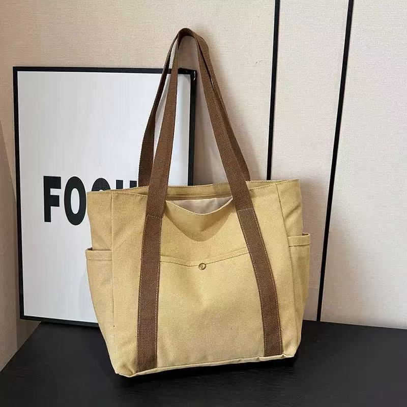 Personalized Embroidered Letter Tote Canvas Bag photo 3