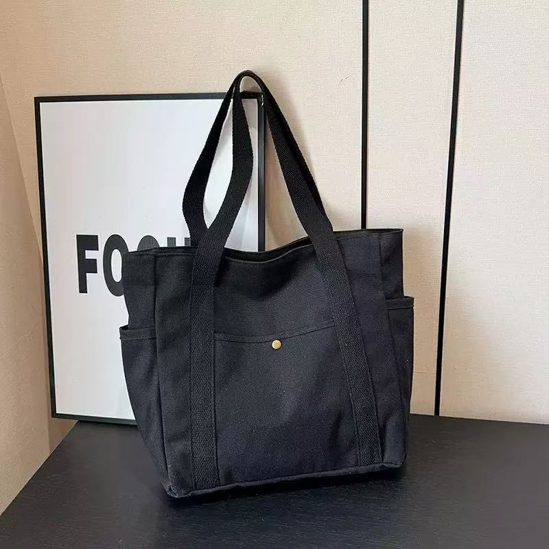 Personalized Embroidered Letter Tote Canvas Bag photo 2