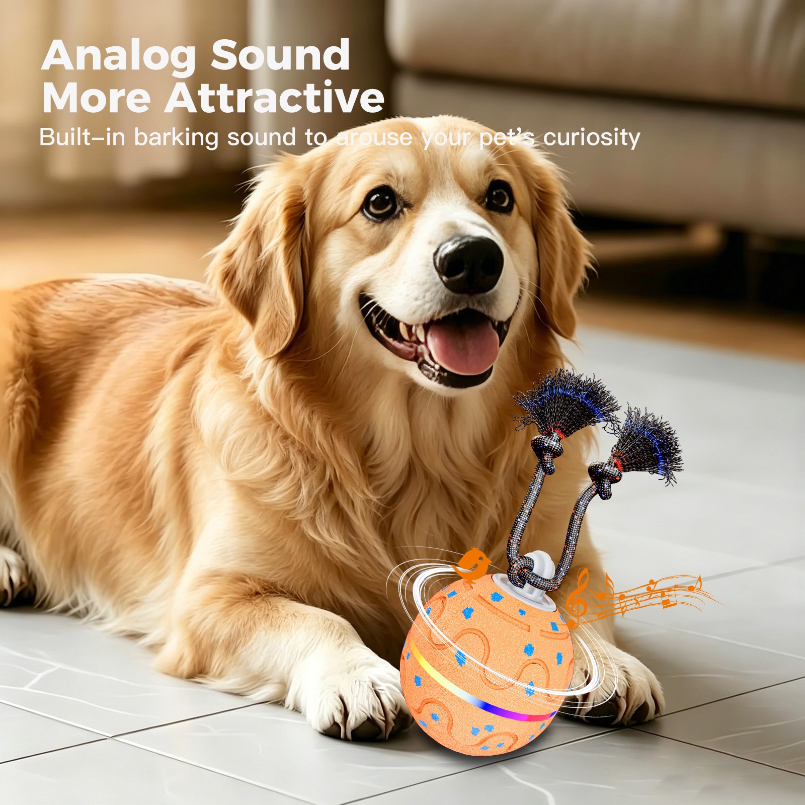 Smart ETPU Pet Toy Ball With Sound Light And Leash Powered By Electricity photo 1