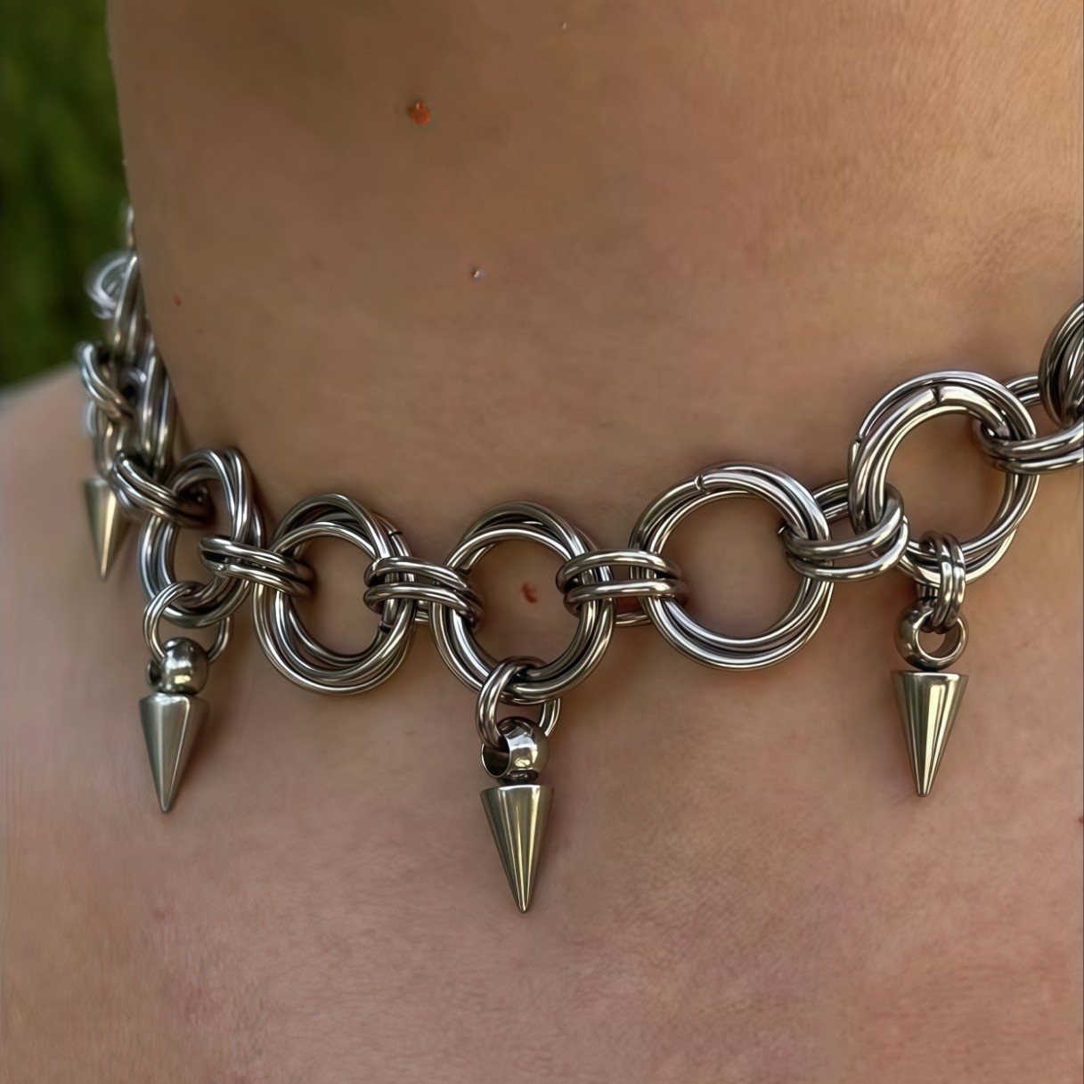 Brass Rivet Pendant Handmade Titanium Steel Necklace photo 2