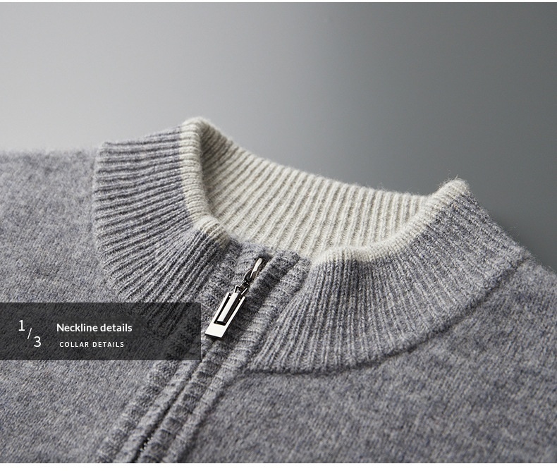 Color-block Cardigan Business Knit Suit For Men photo 5