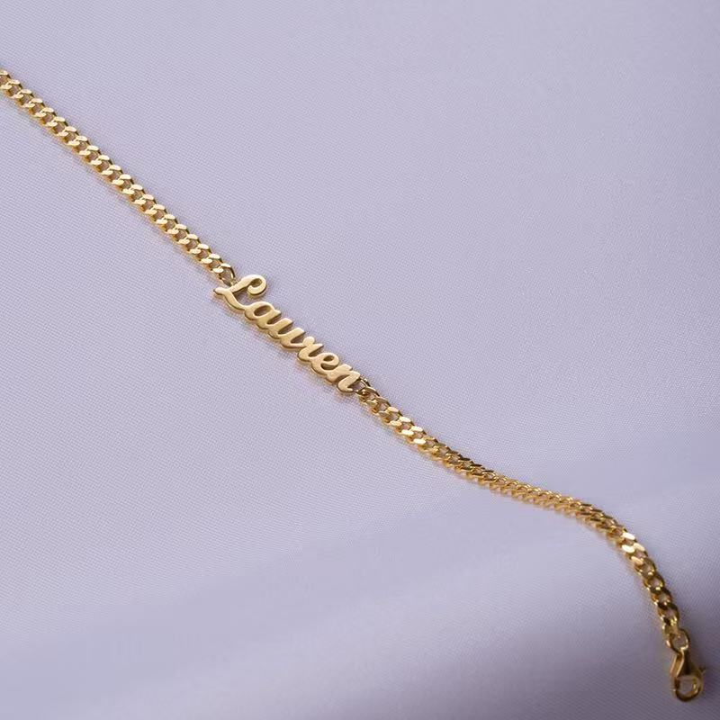 Customized Name Bracelet Titanium Steel Gold Plated Cuban Chain photo 8