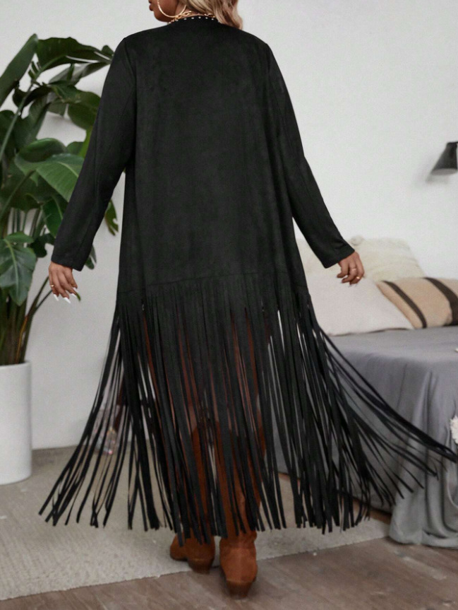 Women's Suede-Fleece Decorated Tassel Casual Jacket photo 3