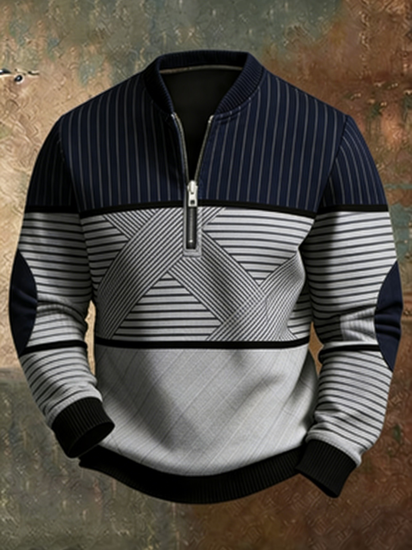 Printed Cross-border Mens Half-zip Pullover Long-sleeve Hoodie photo 5