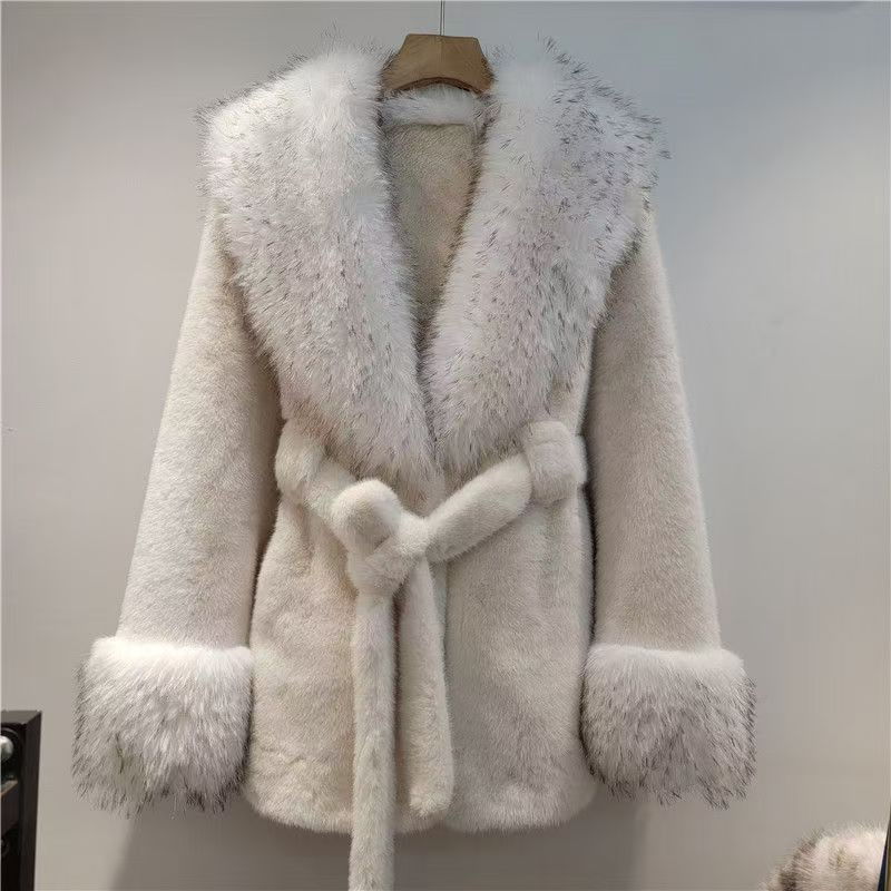 Stylish High-end Fur-and-fabric Faux Mink Coat photo 8