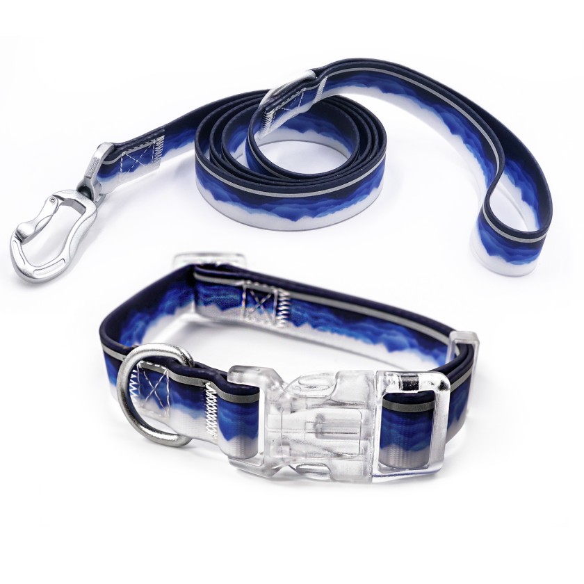 ( M )Reflective Patterned Leash Set White Clouds photo 4