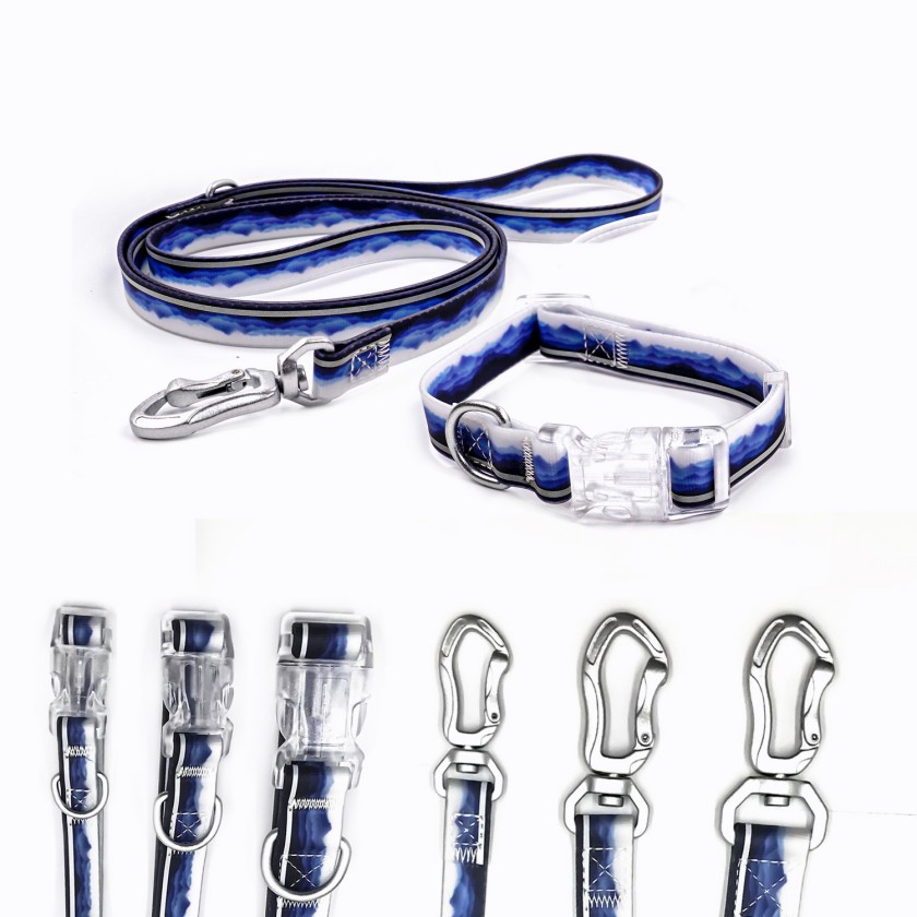 ( M )Reflective Patterned Leash Set White Clouds photo 5
