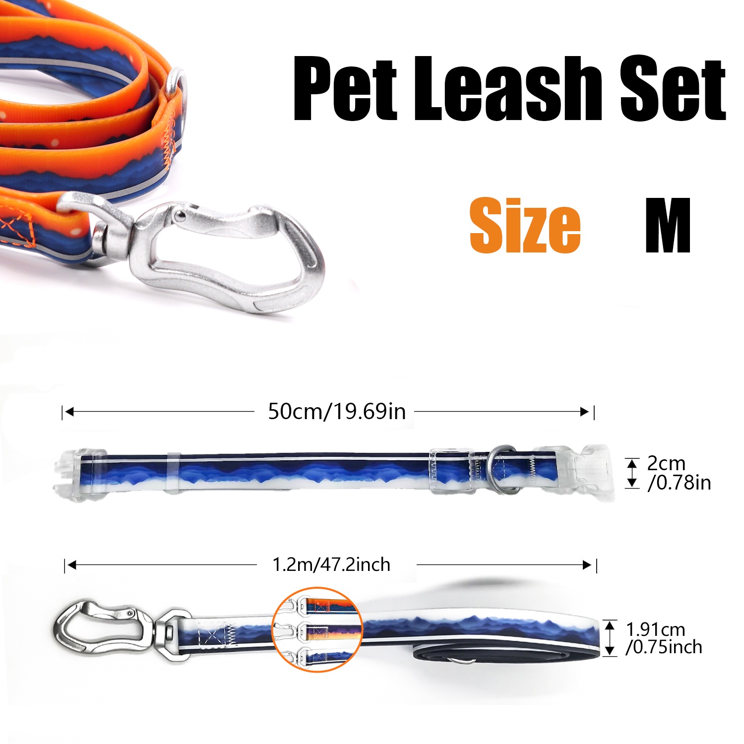 ( M ) Reflective Patterned Leash Set Sunset photo 3