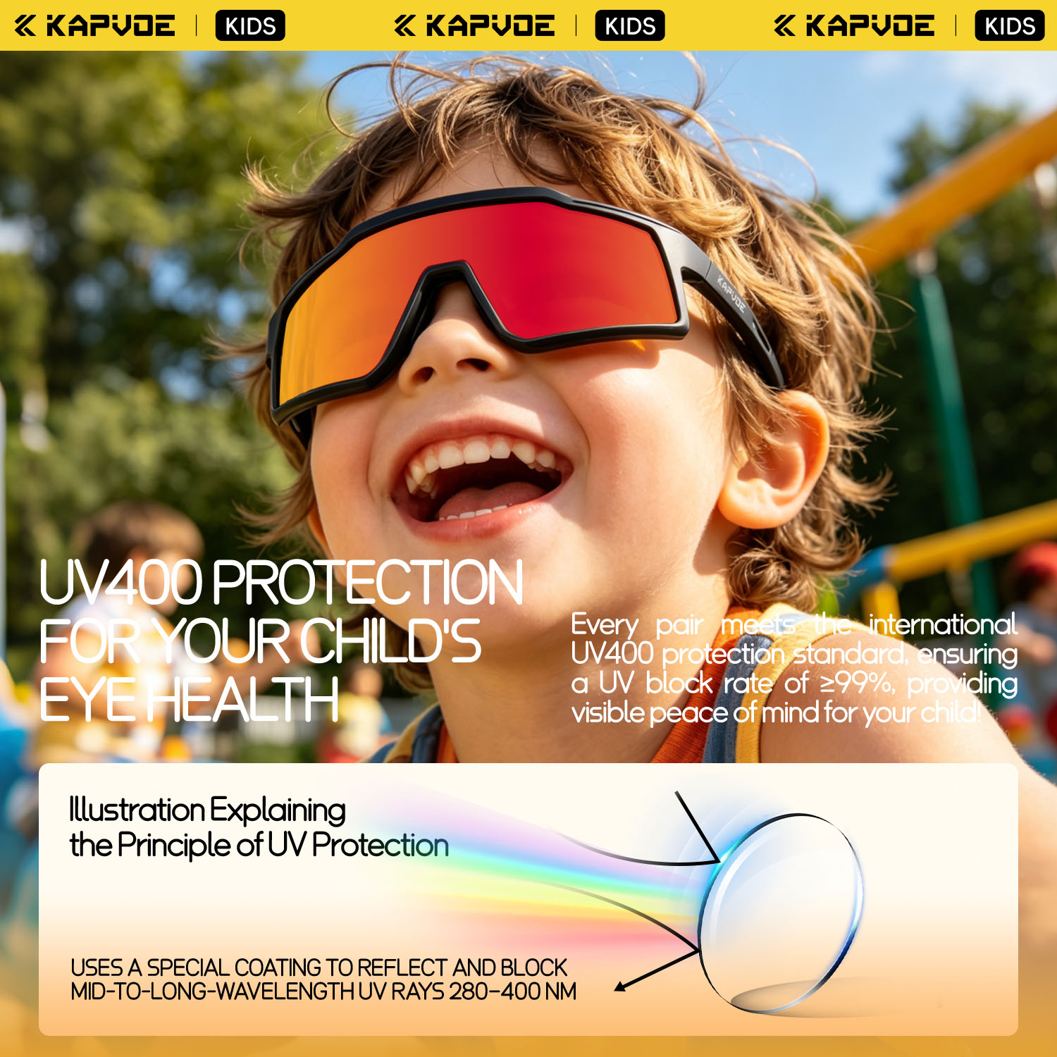 Kapvoe Children's Polarized Cycling Glasses For Teenagers Outdoor Sports And Outdoor Cycling Windproof Goggles photo 2