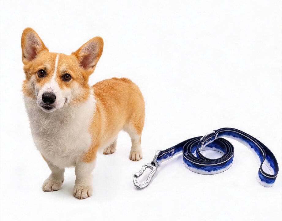 ( M )Reflective Patterned Leash Set White Clouds photo 2